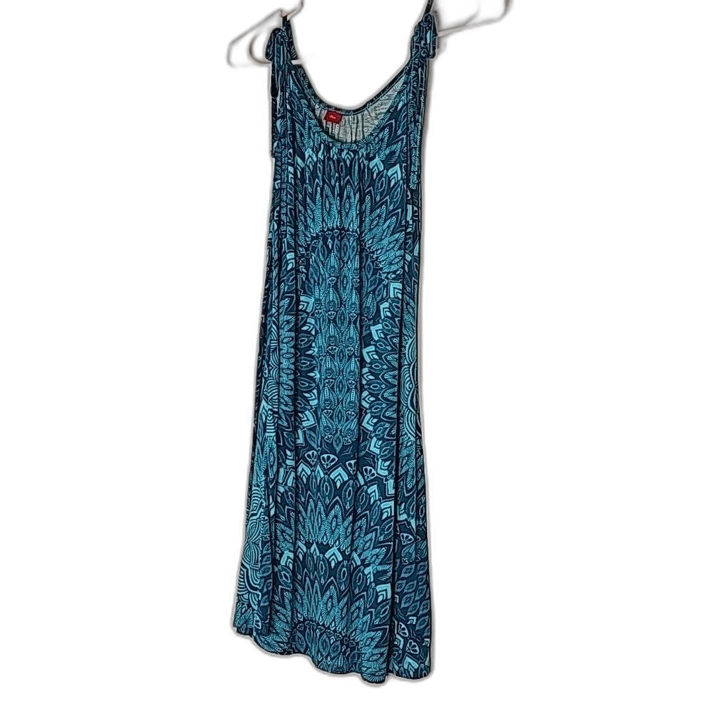 Dress By S. Oliver Midi Flowy Silky Multicolor Blues Size 38 = XS
